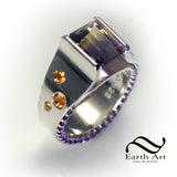 Ametrine In tension Ring in Sterling Silver