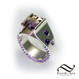 Ametrine In tension Ring in Sterling Silver
