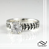 Ladies Tire Tread Solitaire Engagement Ring