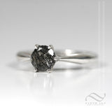 Round Natural "Salt & Pepper" Engagement ring