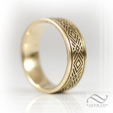 Mens 8mm Wide Art Deco Inspired Band