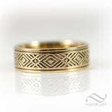 Mens 8mm Wide Art Deco Inspired Band