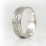 Mens 8mm Wide Art Deco Inspired Band