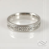 Art Deco Style 4mm ladies wedding band in Sterling or Gold