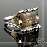 Smokey Quartz Cocktail ring in Sterling and 18k
