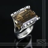 Smokey Quartz Cocktail ring in Sterling and 18k