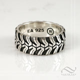 Mens Cobalt® M/T by Interco® Tire Tread wedding Ring - Wide design - Sterling Silver
