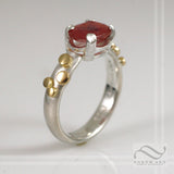 Natural Ruby in Sterling and 18k - brushed finish solitaire