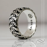 Mens Cobalt® M/T by Interco® Tire Tread wedding Ring - Wide design - Sterling Silver