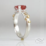 Natural Ruby in Sterling and 18k - brushed finish solitaire