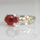 Natural Ruby in Sterling and 18k - brushed finish solitaire