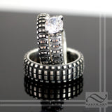 Ladies Cubic Zirconia Dirt Bike Tire Tread Ring