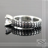 Ladies Cubic Zirconia Dirt Bike Tire Tread Ring - Sterling Silver