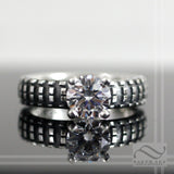 Ladies Cubic Zirconia Dirt Bike Tire Tread Ring