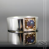 Solid Round Australian Opal ring in 14k and sterling silver