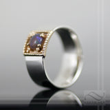 Solid Round Australian Opal ring in 14k and sterling silver