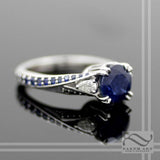 Natural Sapphire Three stone ring in 14k