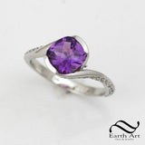 Amethyst Sidewinder - 14k and Diamonds Engagement Ring