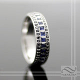 Eternal Night - Sapphire and Black Diamond Eternity Band - 14k white gold