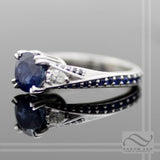 Natural Sapphire Three stone ring in 14k