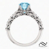 Natural Aquamarine and Diamond Engagement Ring - 14k