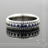 Eternal Night - Sapphire and Black Diamond Eternity Band - 14k white gold