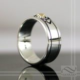 D20 Mens Band Mixed metals sterling and 14k options