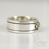 D20 Mens Band Mixed metals sterling and 14k options