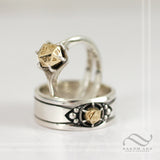 D20 Engagement ring in Mixed Metals - Sterling silver or white gold