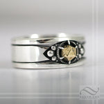 D20 Mens Band Mixed metals sterling and 14k options
