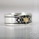 D20 Mens Band Mixed metals sterling and 14k options