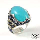 Blue Peruvian Opal in 18k and Sterling