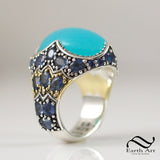 Blue Peruvian Opal in 18k and Sterling