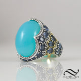 Blue Peruvian Opal in 18k and Sterling