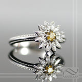 14k white gold and Diamond Daisy Ring