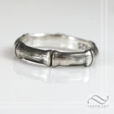 Brushed Bamboo Ring in Sterling Silver