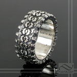 Detailed Sterling Silver Truck Tire Tread Ring