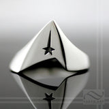 Lieutenant Star Signet Ring - Solid Sterling Silver