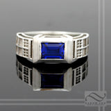 Police Box Ring Solid Sterling Silver -  With synthetic Sapphire