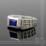 Police Box Ring Solid Sterling Silver -  With synthetic Sapphire