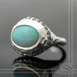 Halo Ring with Opal and CZ - Sterling Silver