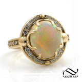 Australian Opal Halo Engagement ring with Diamonds in 14k