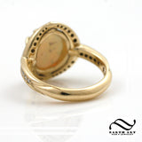 Australian Opal Halo Engagement ring with Diamonds in 14k