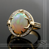 Australian Opal Halo Engagement ring with Diamonds in 14k