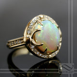Australian Opal Halo Engagement ring with Diamonds in 14k
