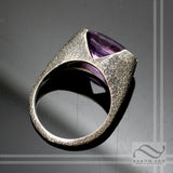 Amethyst Statement ring with texture - Sterling Silver