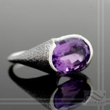 Amethyst Statement ring with texture - Sterling Silver