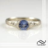 Natural Ceylon Sapphire Engagement Ring in 14k white gold