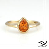 Bezel Set Spessartite Solitaire Engagement Ring in 14k