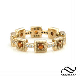 Spessartite, Diamonds and Gold wedding band or anniversary ring